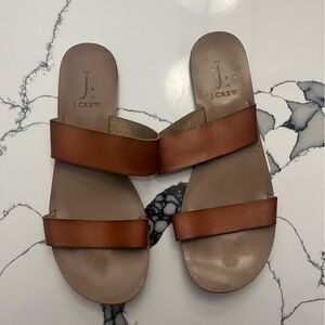 J Crew Brown Leather Strap Sandals, Size 8
